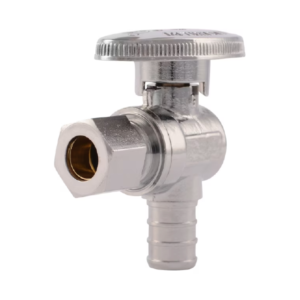 PROFLO® 1/2 x 3/8 in. Barbed x OD Compression Knob Angle Supply Stop Valve in Chrome Plated