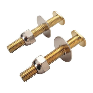 PROFLO® 1/4 in. x 2-1/4 in. BRASS PLATED STEEL CLOSET BOLTS WITH ROUND STEEL WASHERS AND HEX AND ROUND STEEL NUTS